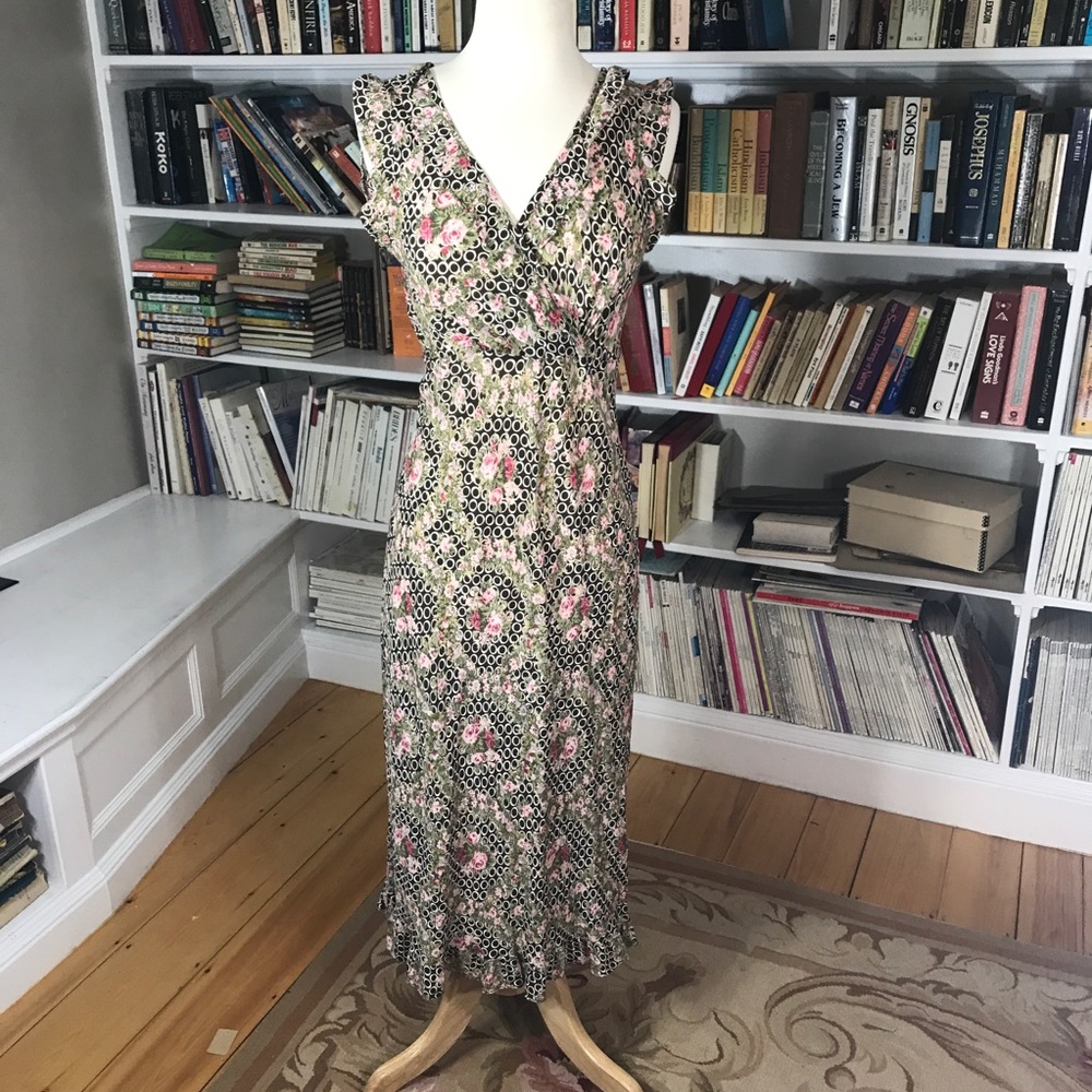 Vintage Floral ruffle midi dress